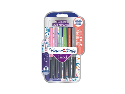 Fineliner Paper Mate Flair Metallic medium blister à 6 stuks