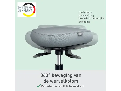 Zitkruk Leitz Ergo met wieltjes en wiebelkussen 600x470x600mm zwart