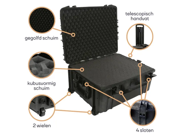 Harde Trolley Koffer 604x473x283mm Met Schuimrubber 80 Liter