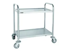 Serveerwagen Vogue RVS met 2 plateaus 128kg 82.5x71cm