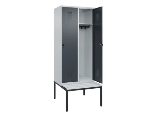 locker met bank,HxBxD 2120x800x815mm,2vak,vak B 400mm,draaigrendel
