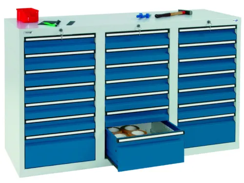 ladekast,HxBxD 900x1500x500mm,21lade(n),centr. vergrendeling