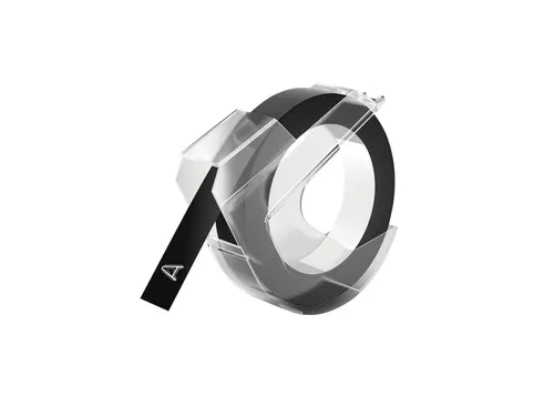 Labeltape Dymo rol 9mmx3M glossy vinyl prof zwart 520109