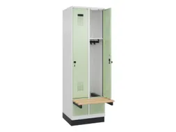 locker met bank,HxBxD 1950x600x815mm,2vak,vak B 300mm,draaigrendel