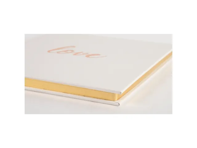 Livre d'or 140 pages tranche or - Format 21x19cm - LOVE Blanc - Blanc