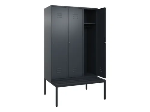 locker met bank,HxBxD 2120x1200x815mm,3vak,vak B 400mm,cil.-slot