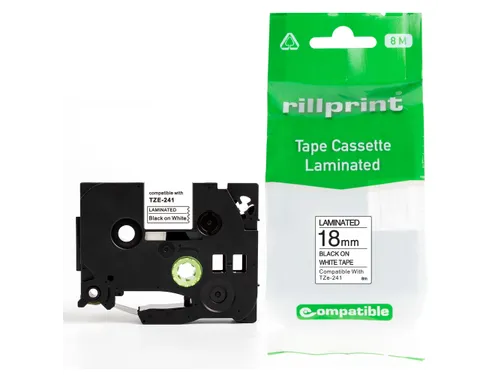 Labeltape Brother Compatible Tze-241 19Mm Zwart op Wit