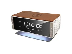 Wekkerradio Technoline WT 487 165x93x80mm hout/zilver met telefoonopla