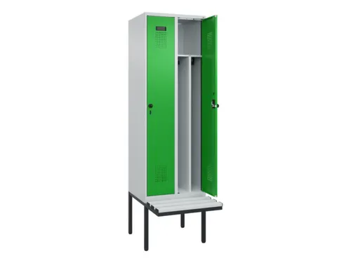 locker met bank,voor scheiding van kleding,HxBxD 2120x600x815mm,2vak