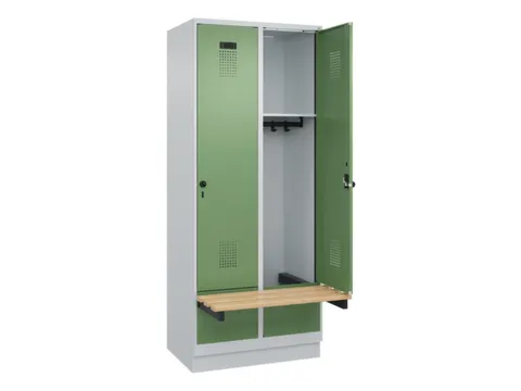 locker met bank,HxBxD 1950x800x815mm,2vak,vak B 400mm,draaigrendel