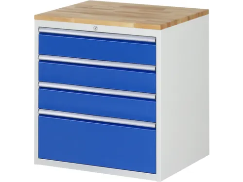 ladekast 825x770x650mm 4laden cilinderslot RAL7035 RAL5010 beuken