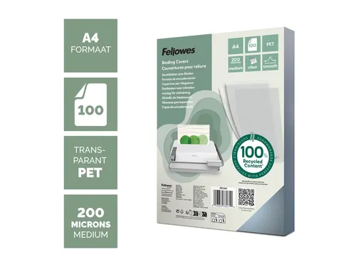 Voorblad Fellowes A4 PET 200 micron recycled transparant