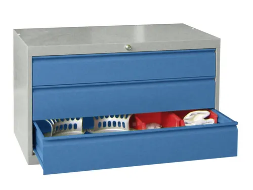 ladekast 600x1023x600mm 3laden cilinderslot RAL7035 front RAL5012