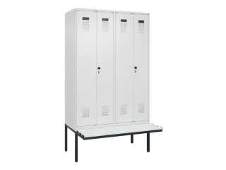 PBM-locker met bank,HxBxD 2120x1200x815mm,4vak,vak B 300mm - 2