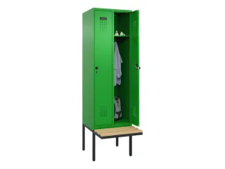 locker met bank,HxBxD 2120x600x815mm,2vak,vak B 300mm,draaigrendel - 1