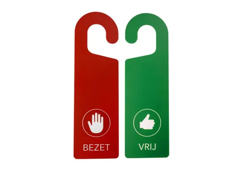 Kunststof deurhanger 250x75mm Vrij - Bezet Rood/Groen 10 stuks