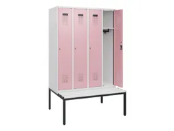 locker met bank,HxBxD 1950x1200x815mm,4vak,vak B 300mm,cilinderslot