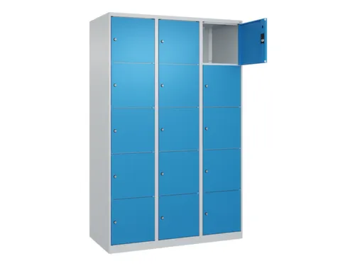 lockerkast,HxBxD 1850x1200x500mm,3x5vakken,vak B 400mm,cil.-slot