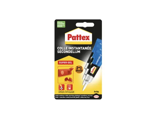 Secondelijm Pattex super gel 3 gram blister 2+1 gratis