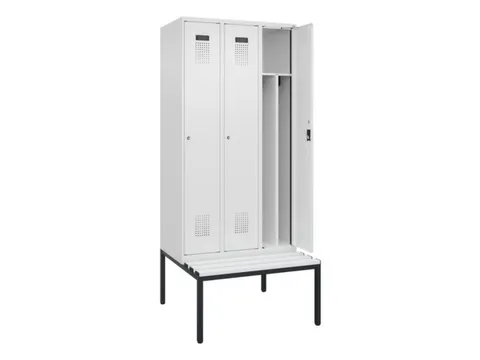 locker met bank,voor scheiding van kleding,HxBxD 2120x900x815mm,3vak