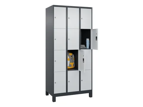 lockerkast,HxBxD 1950x900x500mm,3x4vakken,vak B 300mm,cil.-slot,voeten