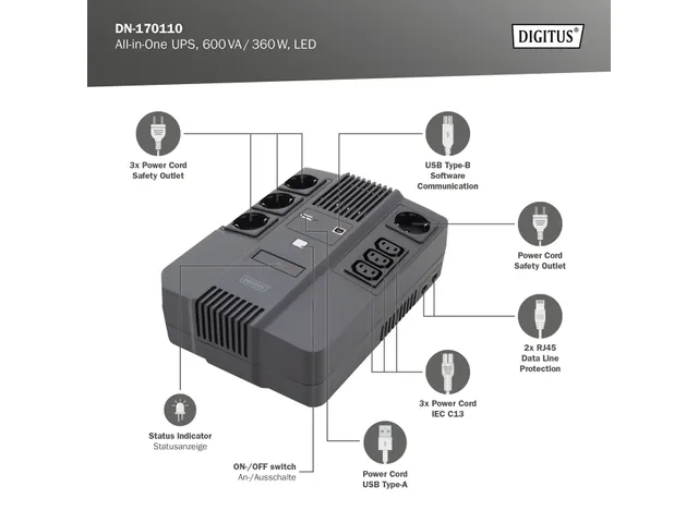 Onduleur All-in-One 600VA/360W LED