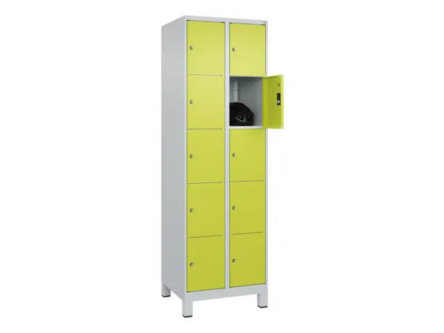 lockerkast,HxBxD 1950x600x500mm,2x5vakken,vak B 300mm,cil.-slot,voeten