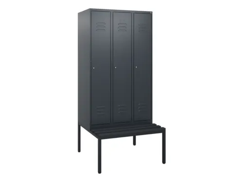 locker met bank,HxBxD 1950x900x815mm,3vak,vak B 300mm,cil.-slot