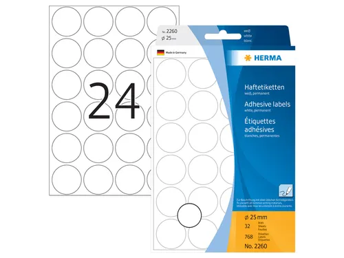 HERMA 2260 Multipurpose etiketten Rond 25mm Wit 768 stuks