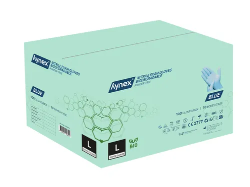 Handschoen Hynex nitril Maat L blauw 3.5gr 100 stuks