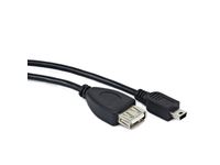 USB kabel OTG, USB A - mini USB B, 0,15 m