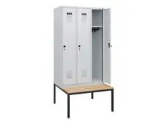 locker met bank,HxBxD 1950x900x815mm,3vak,vak B 300mm,draaigrendel
