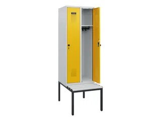 locker met bank,HxBxD 1950x600x815mm,2vak,vak B 300mm,draaigrendel - 1
