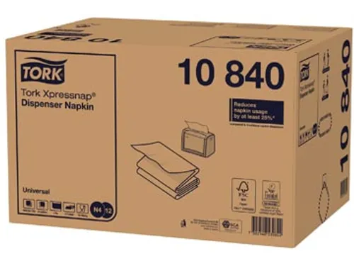 Tork Universal Xpressnap Servetten 10840 1-Laags Wit 1/4 vouw 22x33cm