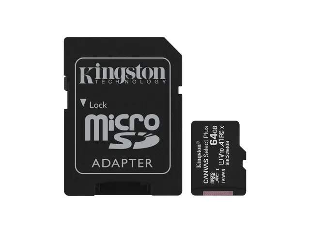Carte Micro SD Kingston Canvas Select Plus 64GB avec adaptateur SD