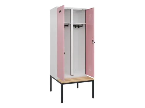 locker met bank,voor scheiding van kleding,HxBxD 2120x800x815mm,2vak