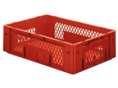 Euronorm Stapelkrat 175x600x400mm 31l Opengewerkt/Bodem Gesl. Rood