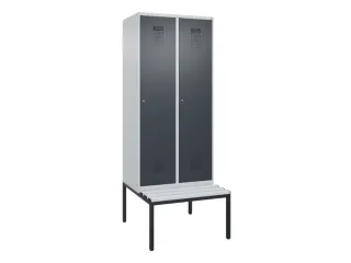 locker met bank,voor scheiding van kleding,HxBxD 2120x800x815mm,2vak - 2