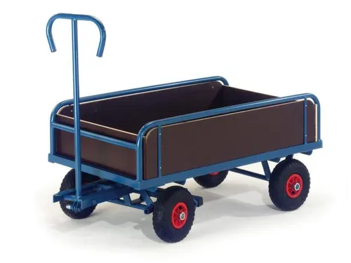 Handtrekwagen 400kg 1130x635mm Luchtbanden Ral5010 Houten Wanden