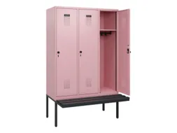 locker met bank,HxBxD 1950x1200x815mm,3vak,vak B 400mm,draaigrendel