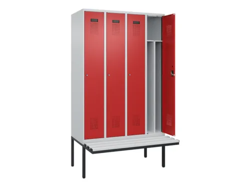 locker met bank,voor scheiding van kleding,HxBxD 2120x1200x815mm,4vak
