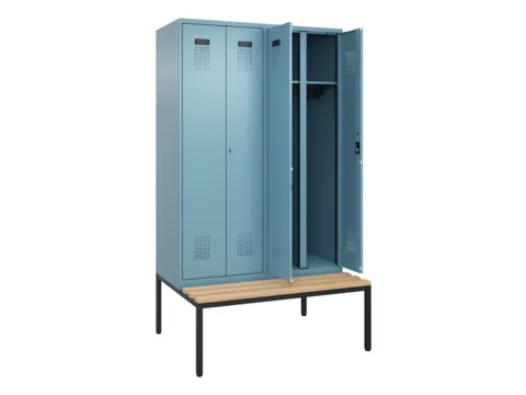 locker met bank,voor scheiding van kleding,HxBxD 2120x1200x815mm,4vak