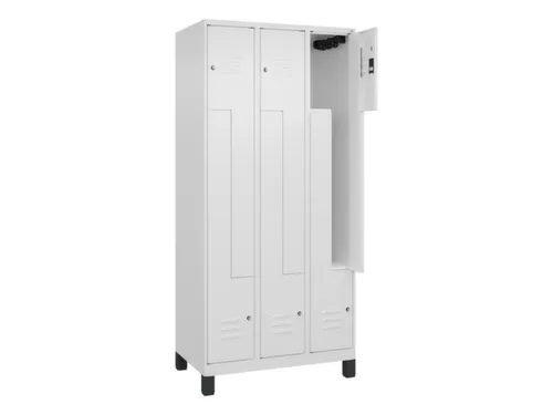 Z-garderobekast,HxBxD 1950x900x500mm,vak B 150/300mm,cil.-slot,voeten