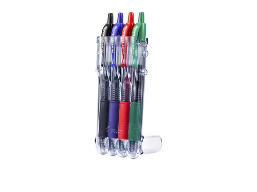 Gelschrijver Pilot G-2 Clicker 0.7mm Set2Go 4 stuks Basis Kleuren