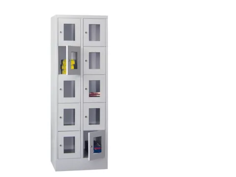 lockerkast,HxBxD 1850x600x500mm,2x5vakken,RAL7035,front RAL7035