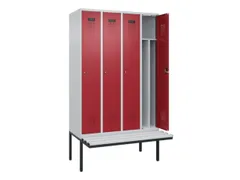 locker met bank,voor scheiding van kleding,HxBxD 2120x1200x815mm,4vak
