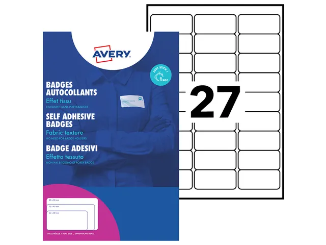 Naambadge etiket Avery L4784-20 63,5x29,6mm Laserprinter 540 stuks