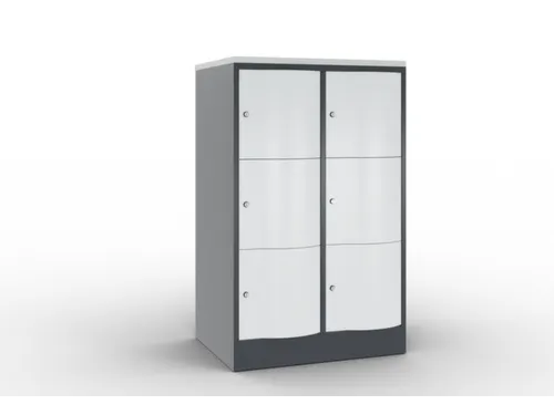 lockerkast cil.slot 1255x770x640mm 2x3 vakken RAL7021 front RAL7035