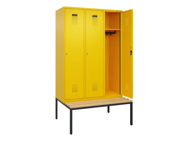 locker met bank,HxBxD 2120x1200x815mm,3vak,vak B 400mm,cilinderslot