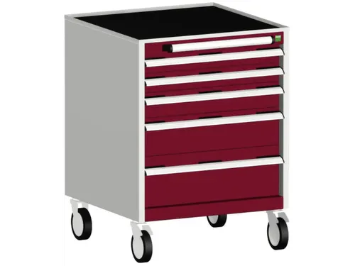 ladekast verrijdbaar 880x650x525mm 5laden romp RAL7035 front RAL3004